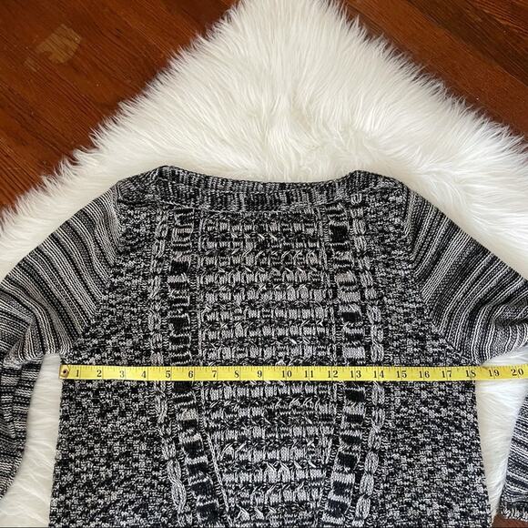 Kim Rogers Black Heather Sweater Lightweight ¾ Sleeves Size Small Grayscale - Picture 5 of 6